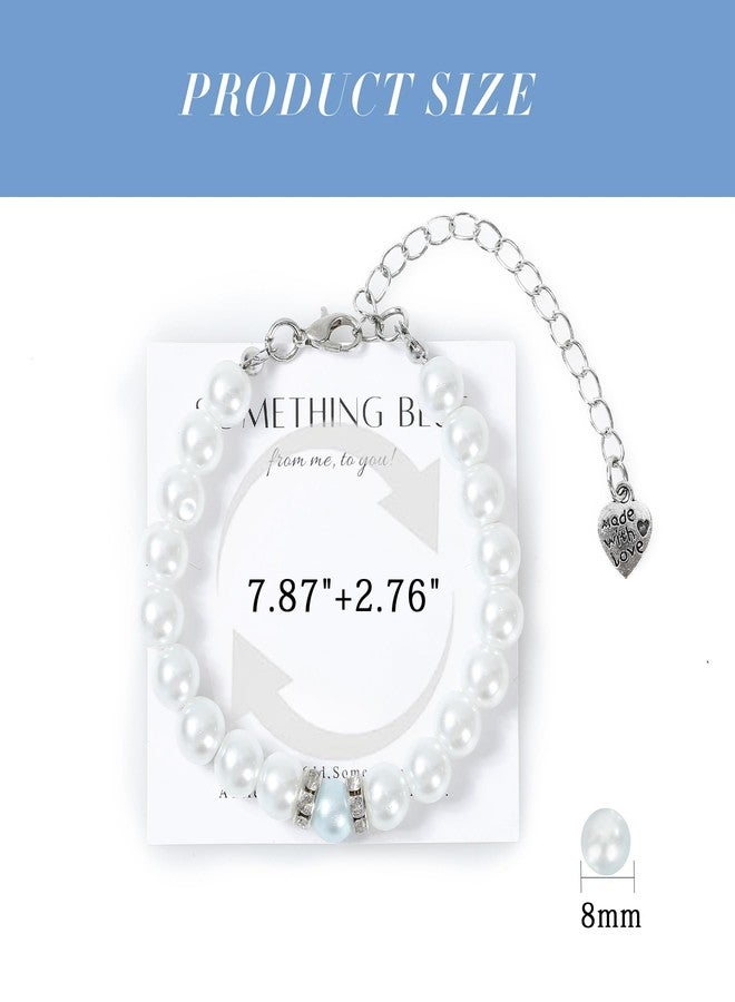 Dvehdbay Something Blue Bracelet for Bride - Bridal Shower Gift, Wedding Accessory, 8mm Bead Bracelet With Meaningful Card - Image 3
